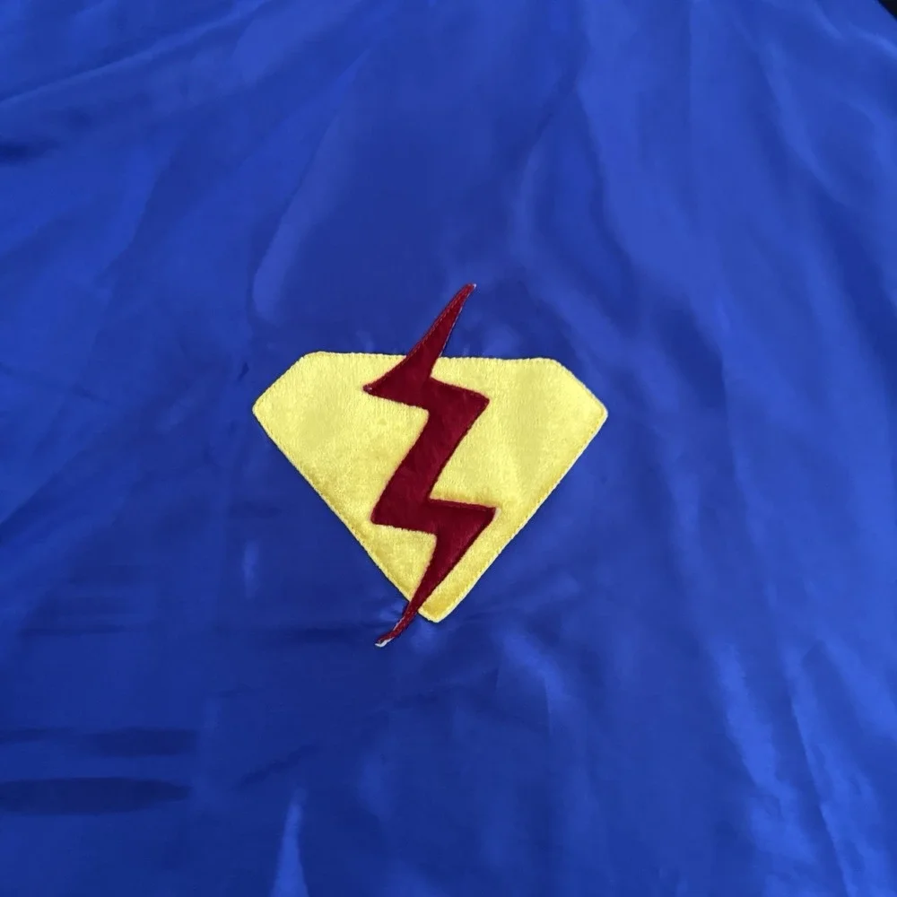 Creative Education Superhero Cape Navy Black Piping Red Lightning Size Small 3-4